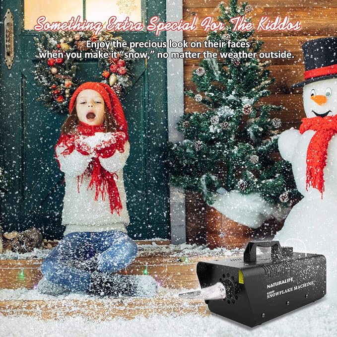Máquina de nieve 1500W con control remoto para fiestas miniatura 5