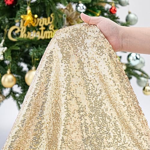 Miniatura 14 de Falda de árbol de Navidad de lentejuelas: Falda de árbol de bronce de 24 pulgadas, falda de satén con lentejuelas Falda de árbol pequeño