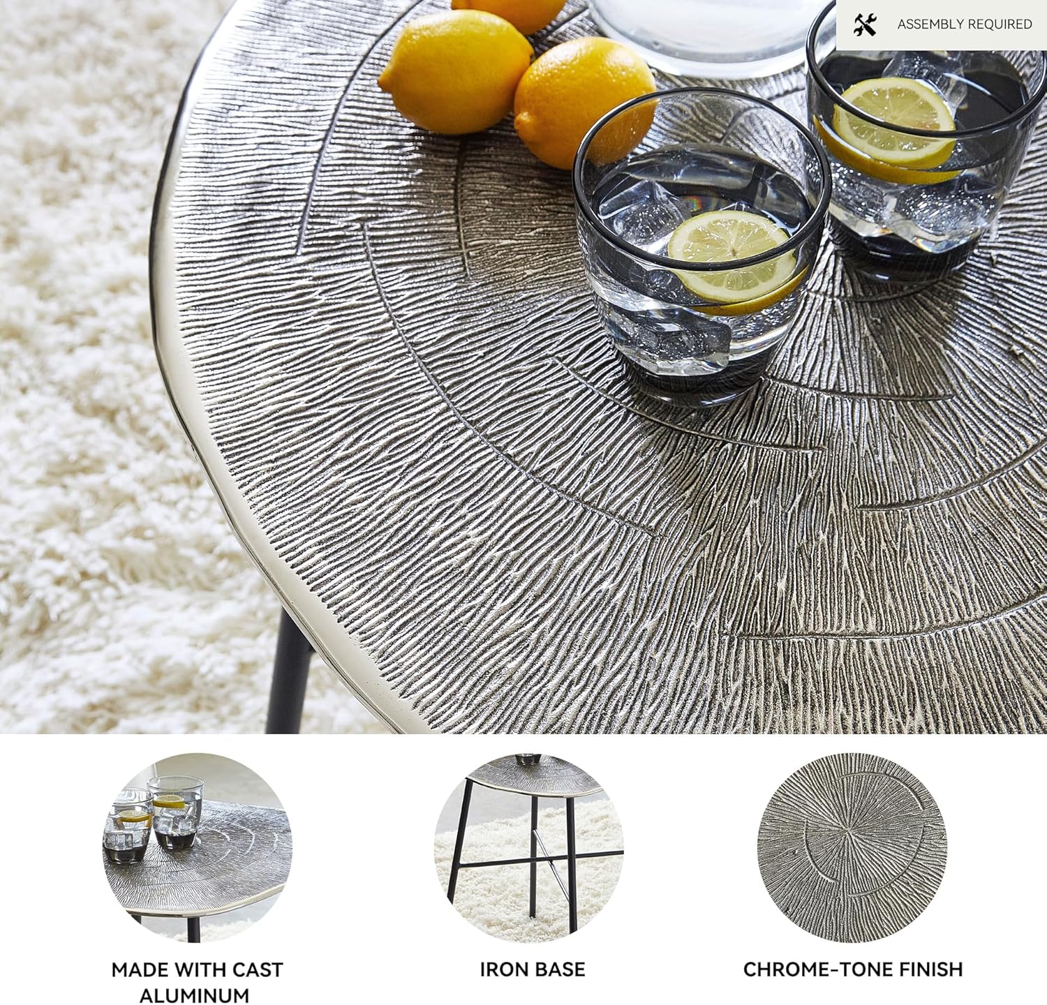 Signature Design by Ashley Laverford Contemporary End Table, Chome & Black