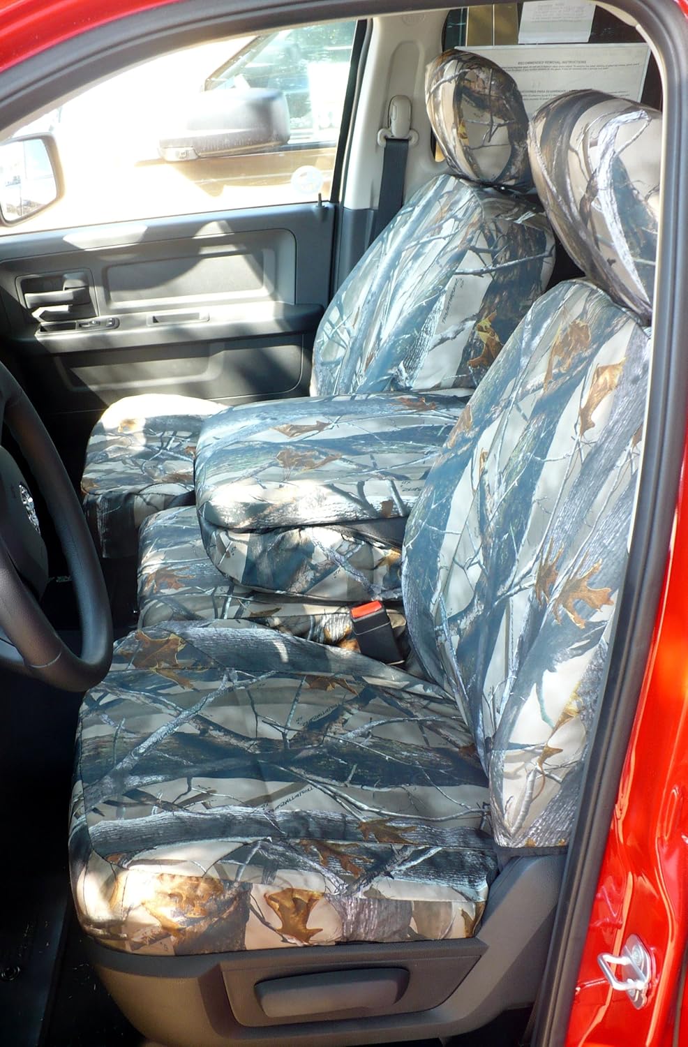 Durafit Seat Covers, Compatible with 2009-2012 Dodge Ram 1500 or 2010-2012 2500-3500, Front 40/20/40, Opening Console Only, 20 Section Seat Bottom Doesn't Open, in Camo Endura Fabric.