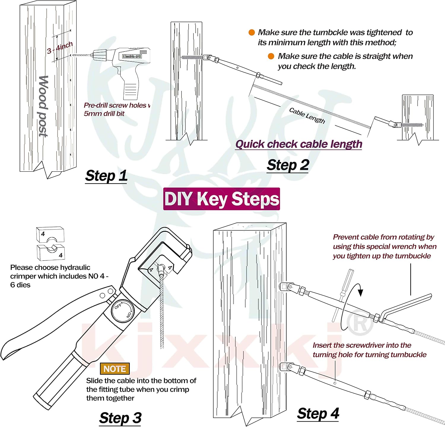 🔥 Hot Deals kjxxkj 1/8 Inch Adjustable Angle Single-Screw Cable Railing Hardware Swage Kit for Wood Post, T316 Stainless Steel, Marine Grade (30 Pack)