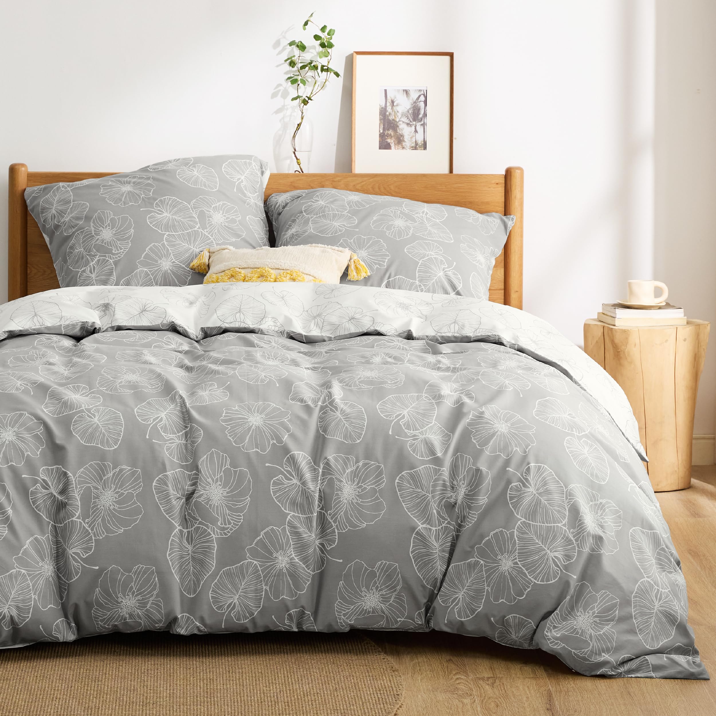 R.SHARE Bettwäsche Set 200x200 Cm - Graue Baumwoll-Bettgarnitur Mit Reißverschluss | 3-teilig Für Alle Jahreszeiten