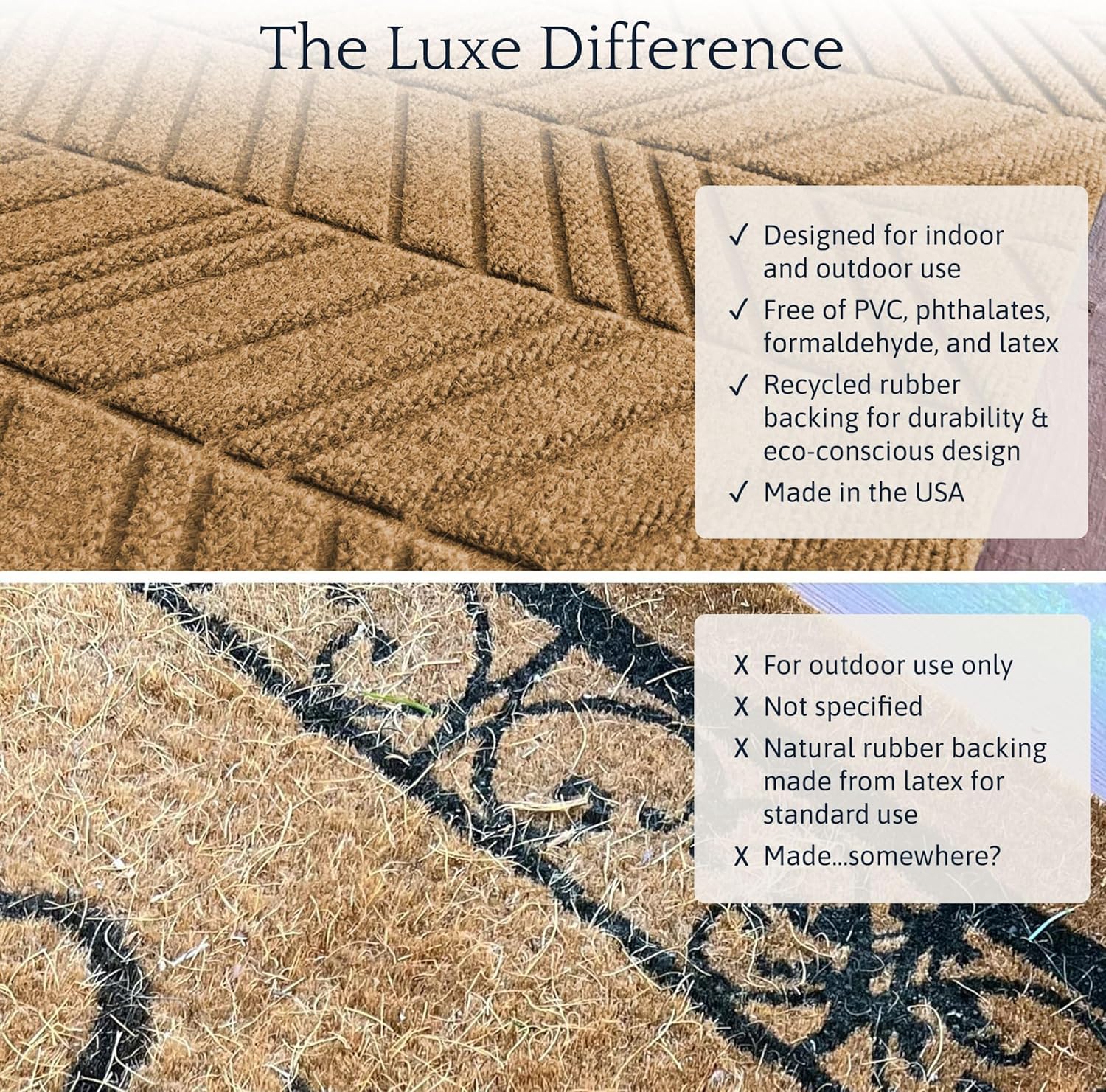 Matterly WaterHog Luxe in Vein Front Door Mat Indoor Outdoor Entrance, All-Weather Doormat with Rubber Backing, Dirt & Moisture Trapper, Low Profile & Easy Clean, Made in USA, 21.5"x35" Wheat