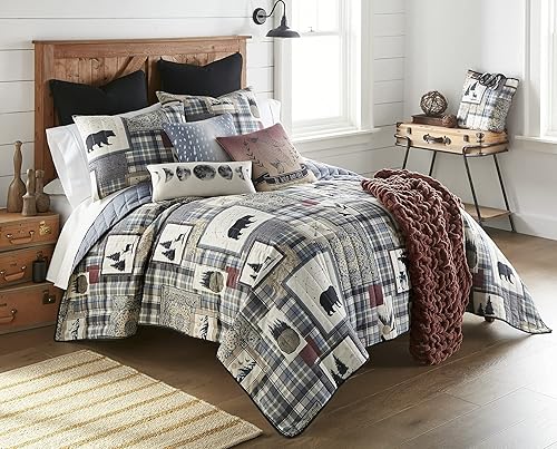 Miniatura 3 de Donna Sharp Manta decorativa con diseño de símbolos del bosque con retazos cuadrados