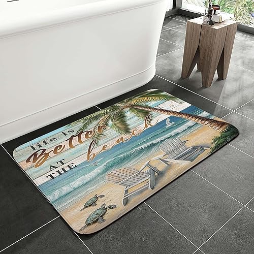 Miniatura 7 de Tapete de baño con diseño de estrella de mar, diseño de estrella de mar, diseño de estrella de mar, diseño de tortuga, alfombra de baño de playa con