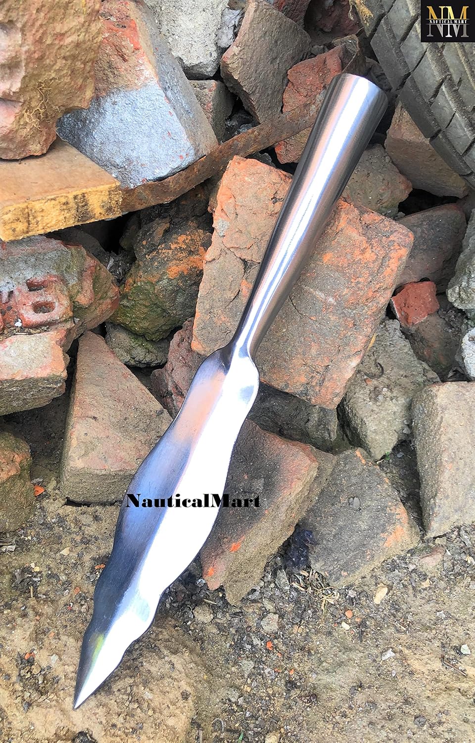 NauticalMart Hand-Forged Viking Saga Iron Spear Head Reproduction Roman Or Medieval Steel Spearpoint Sca Larp Knight Historical Replica Arrowhead Halloween Cosplay Costume