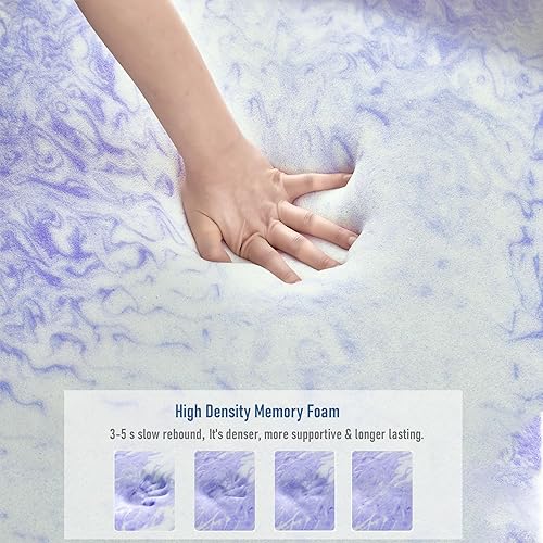 Miniatura 4 de Cubrecolchón de espuma viscoelástica de 3 pulgadas, tamaño Queen, extra firme para aliviar el dolor de espalda, con funda de bambú lavable,