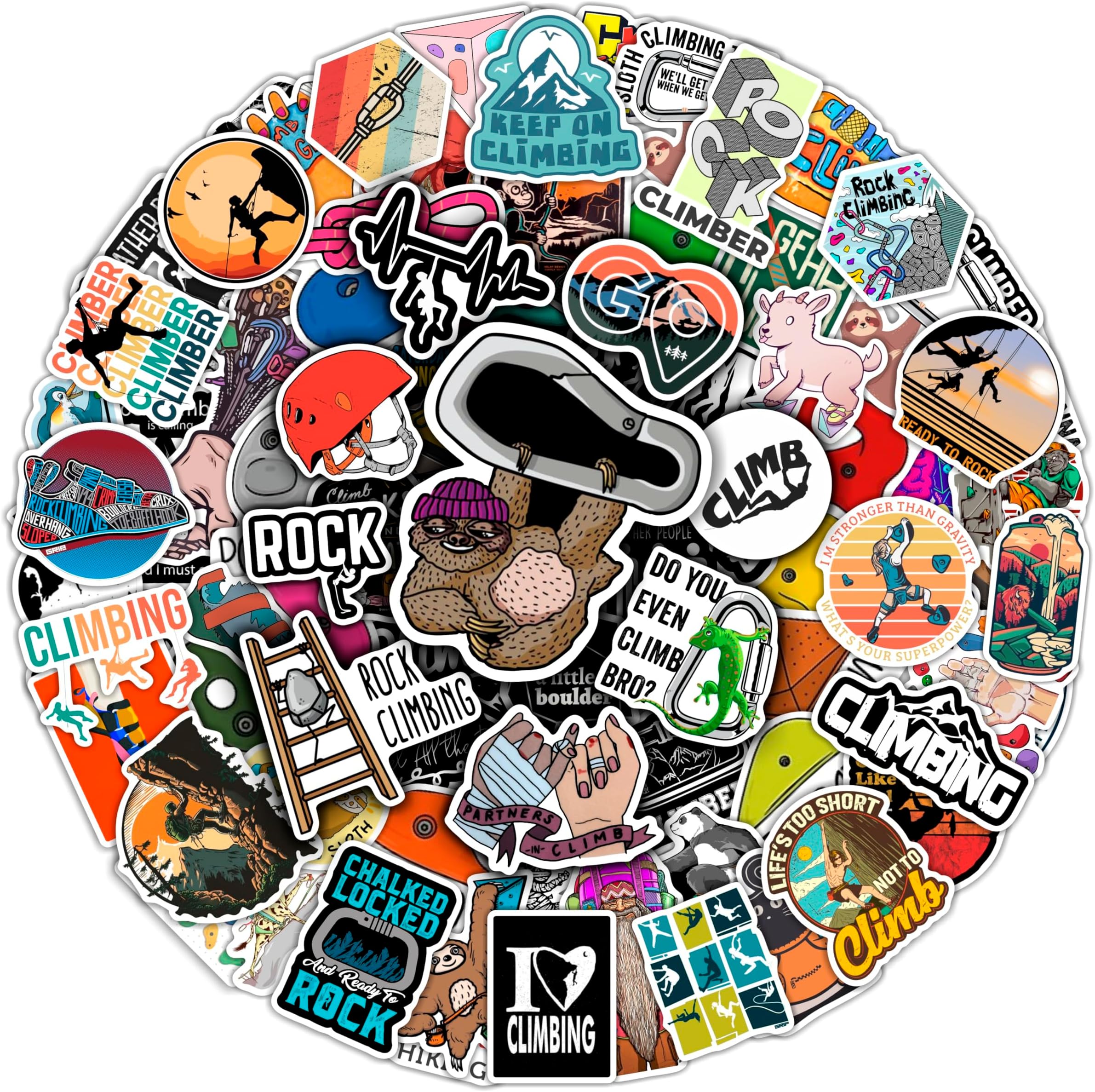 BulbaCraft Rock Climbing Stickers for Water Bottle and Laptop - Rock Climbing Party Supplies & Decorations, Waterproof Vinyl Decals, Adventure and Sport Stickers, Gifts for Women & Men