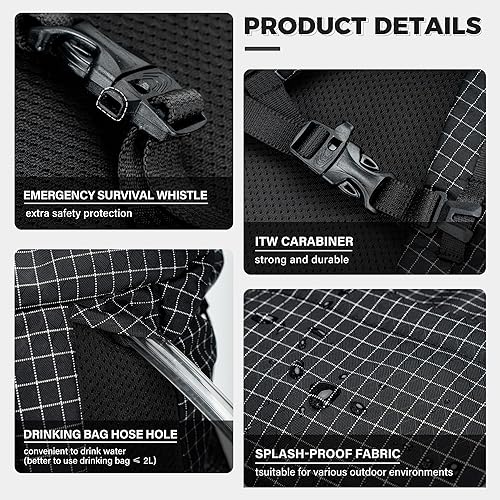 Miniatura 4 de Alocs Mochila de senderismo 3 en 1 con postes de senderismo, mochila ligera que se convierte en una silla portátil, asiento plegable compacto para