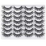 wiwoseo False Eyelashes Natural Wispy Fluffy Cat Eye Lashes 16MM Faux Mink Lashes Crossed Strip Eye Lashes 14 Pairs Pack