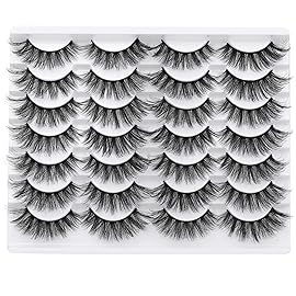 wiwoseo False Eyelashes Natural Wispy Fluffy Cat Eye Lashes 16MM Faux Mink Lashes Crossed Strip Eye Lashes 14 Pairs Pack