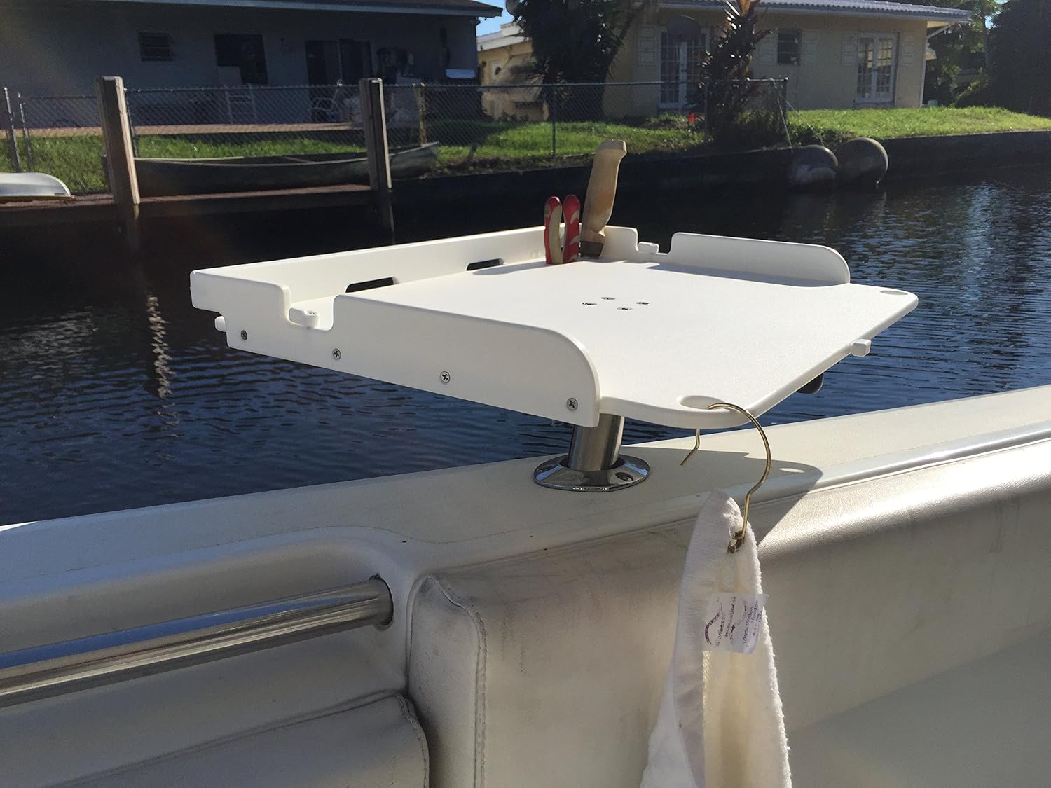 Docktail Fillet & Bait Table w/ Magma Levelock - All Angle Adjustable Rod Holder Mount for Center Console, Pontoon, Sportfishing, Cruisers, Tenders, Motor Yachts & Sailboats - Perfect Boat Accessories