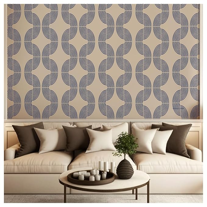 Kayra Decor Latest Sound Waves Stencils for Wall Painting - Pack of 1, Sheet Size 24 x 36 inch/Design for Wall Painting 22 x 34 inch - Medium