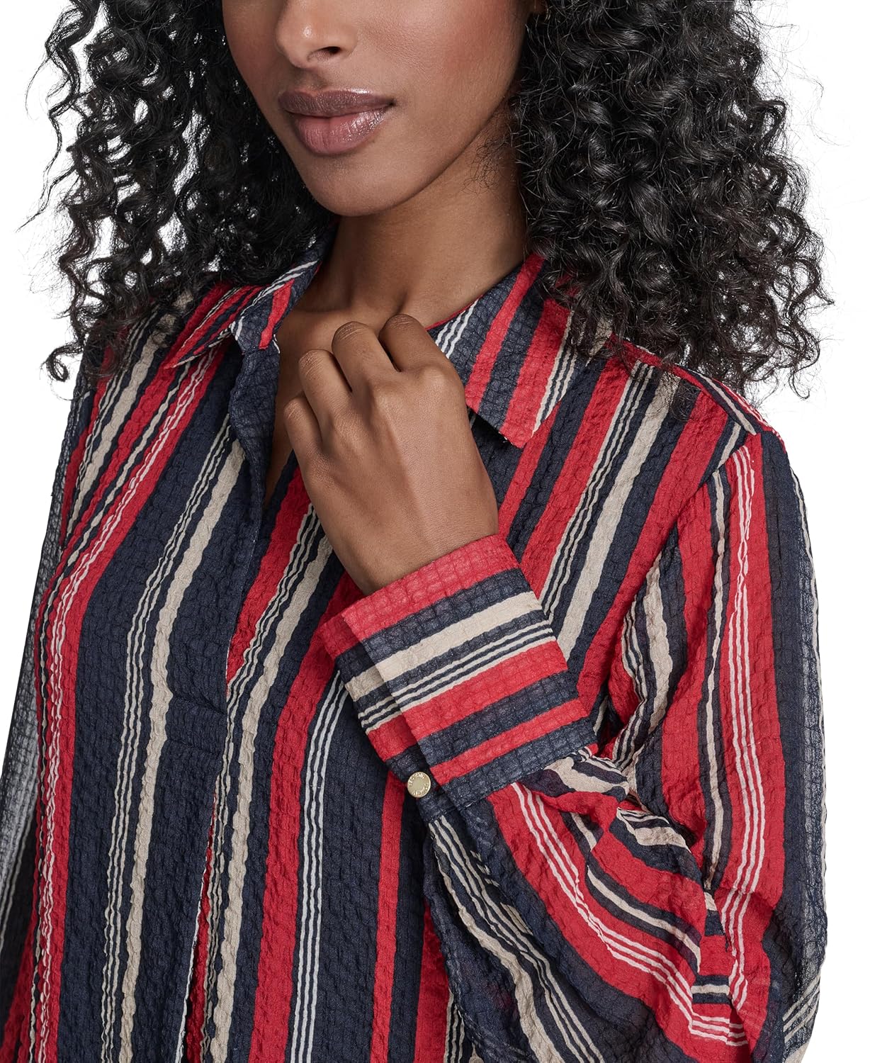 Tommy Hilfiger Womens Long Sleeve Striped Popover Work Blouse - Image 6