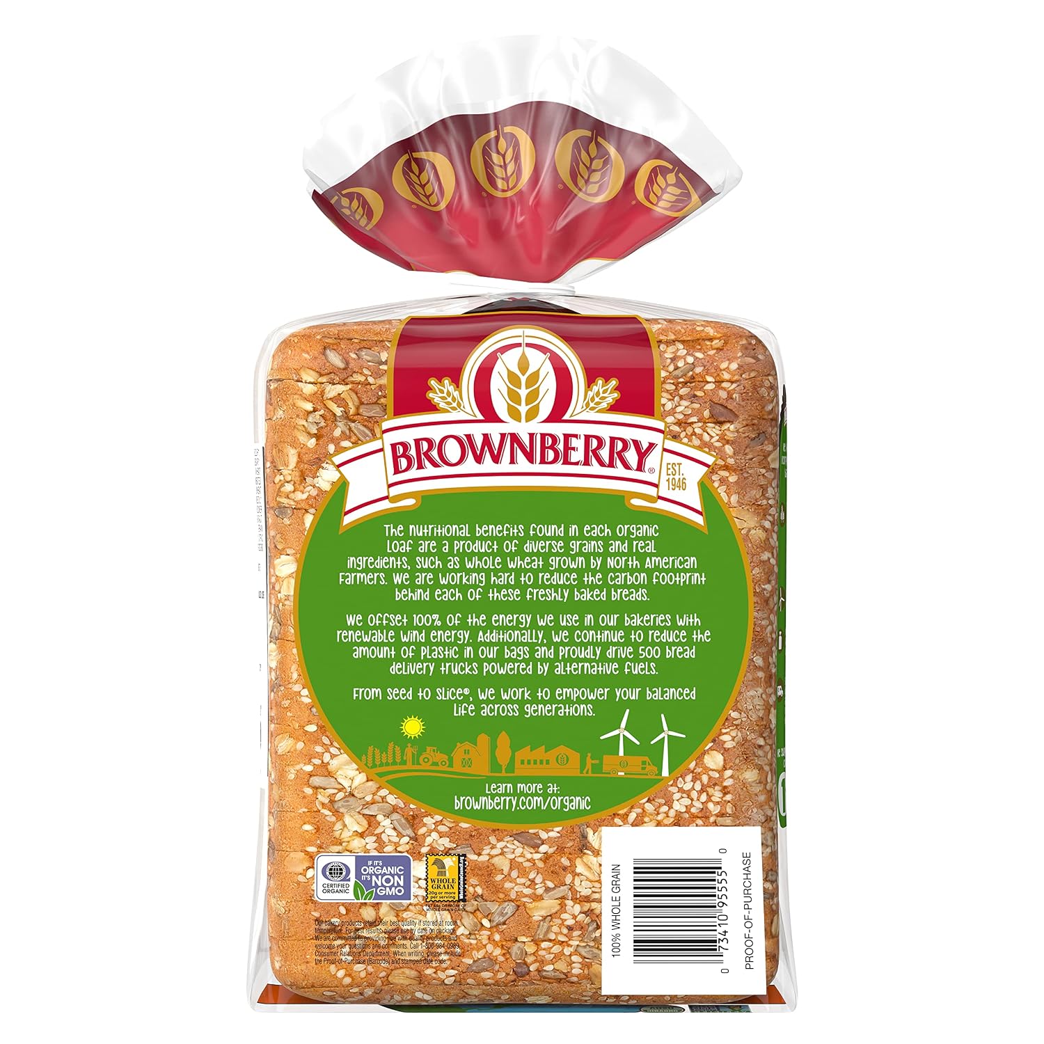 Brownberry Organic 100% Whole Grain Bread, Organic Bread Free From Artificial Colors, Flavors and Preservatives, 27 oz