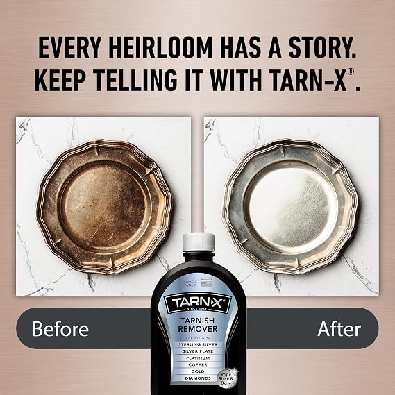 Tarn-X Tarnish Remover, 12 oz. Bottle, Platinum, Copper, Gold, Diamond, Silver Plate, and Sterling Silver Jewelry Cleaner, Wipe-and-Rinse Formula, No Rubbing or Scrubbing