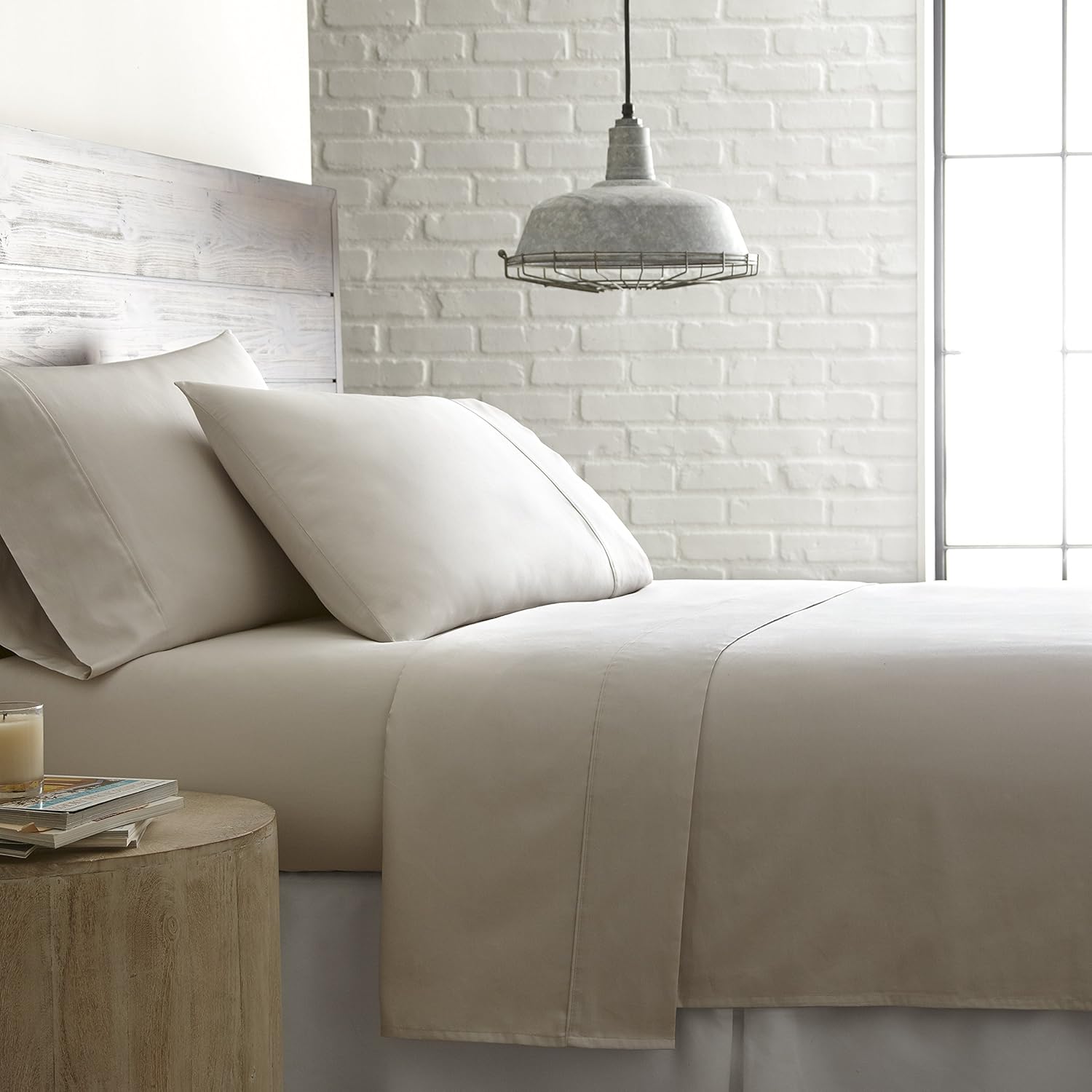 Flаѕh Dеаlѕ - 40% оƒƒ Southshore Fine Linens® - BRITEYARN® - 300 Thread Count 100% Cotton Extra Deep Pocket Sheet Set, Soft Sand, Queen