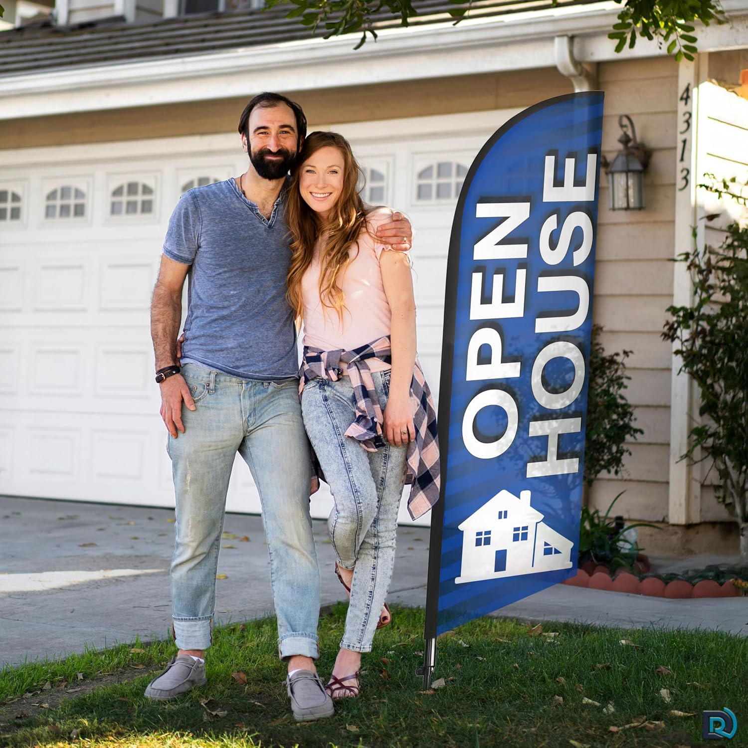 Open House Flag for Real Estate, 8 ft Blue Outdoor Feather Flag Pole Kit for Business - Image 5