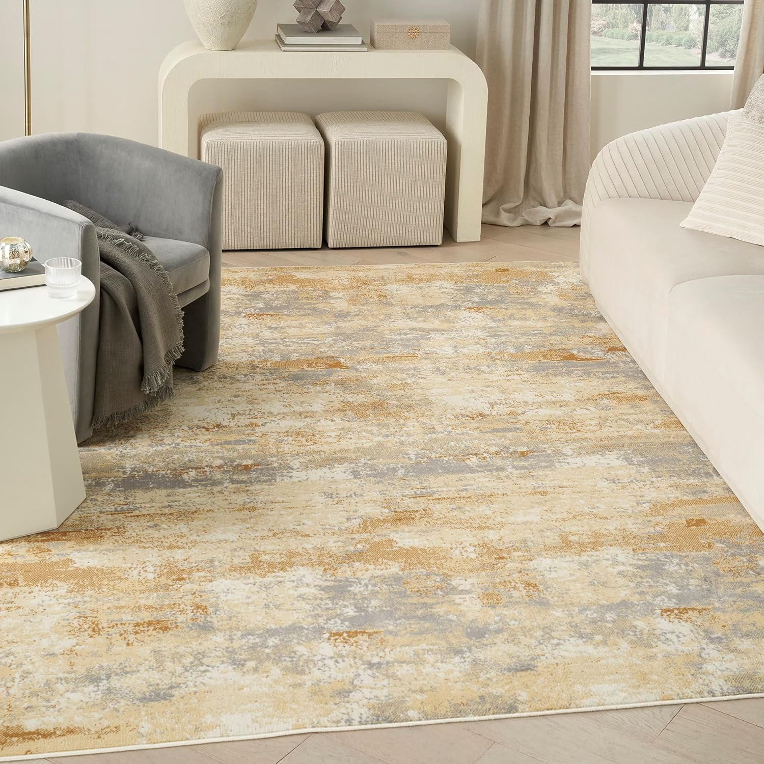 Nourison Home Grafix Modern Beige Blue 2'3" x 7'6" Area -Rug, Easy -Cleaning, Non Shedding, Bed Room, Living Room, Dining Room, Kitchen (2x8)