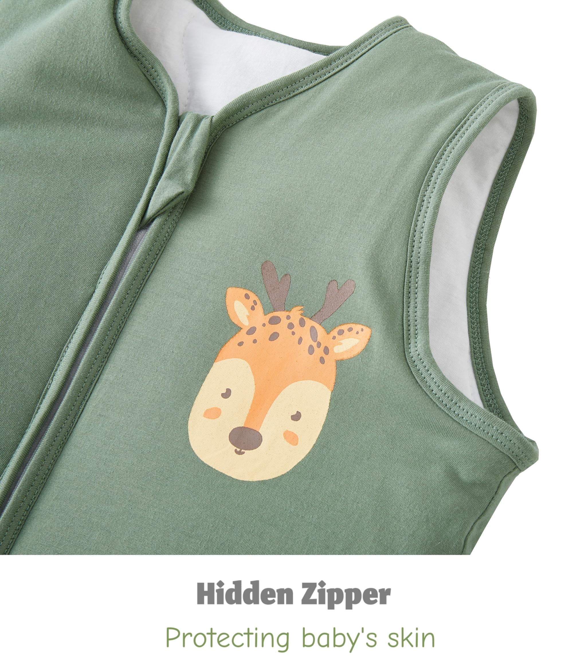 Chilsuessy Baby Sleeping Bag Toddler Sleeping Bag 2.5 tog 100% Cotton Nursery Bedding Kids Wearable Blanket Sleeping Sack for Infant Boys Girls Green - Image 3