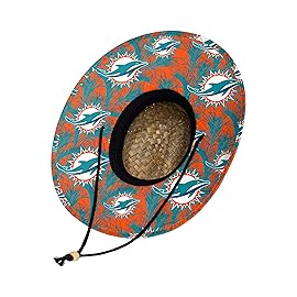 FOCO Mens Nfl Team Logo Floral Lifeguard Beach Sun Straw Hat, Team Logo