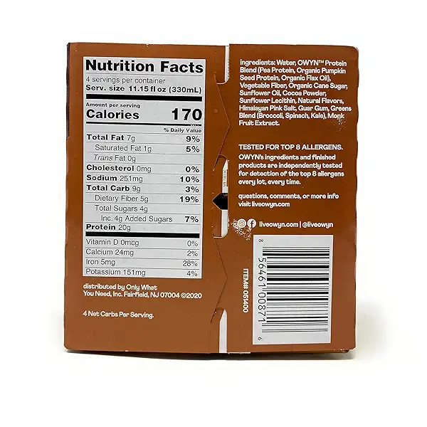 Owyn Dark Chocolate Plant Based Protein Shake 4pk, 11.15 FZ 2