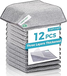 12Pcs New Upgrade 2-Layer Non Scratch Wire Dishcloth,Wire Dishwashing Rag,Reusable Quick-Dry Odor-Free Scrub Cloths for Dishes, Kitchen Cleaning Dish Rags for Cookware,Sinks, Dishes,Stove 