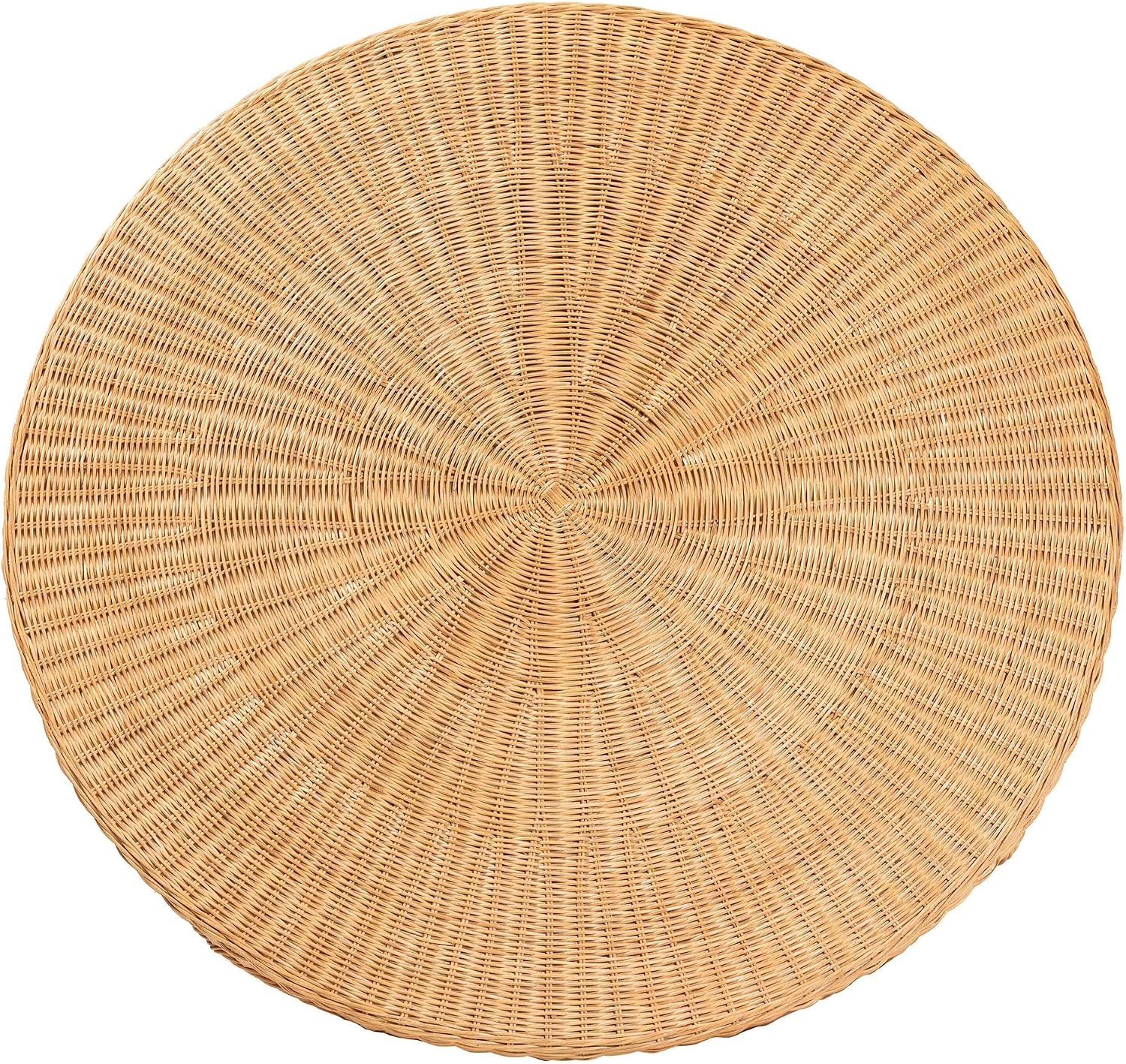 Bali & pari Keitha 3-Piece Rattan Dining Nook Set with Scalloped Edges, Light Honey