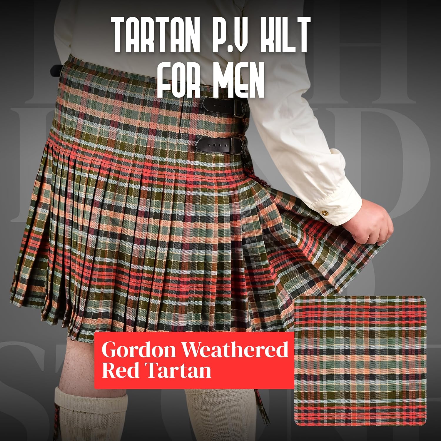 Kilt for Men I Scottish Tartan Kilt Polyviscose 8 Yard Traditional Mens Kilt