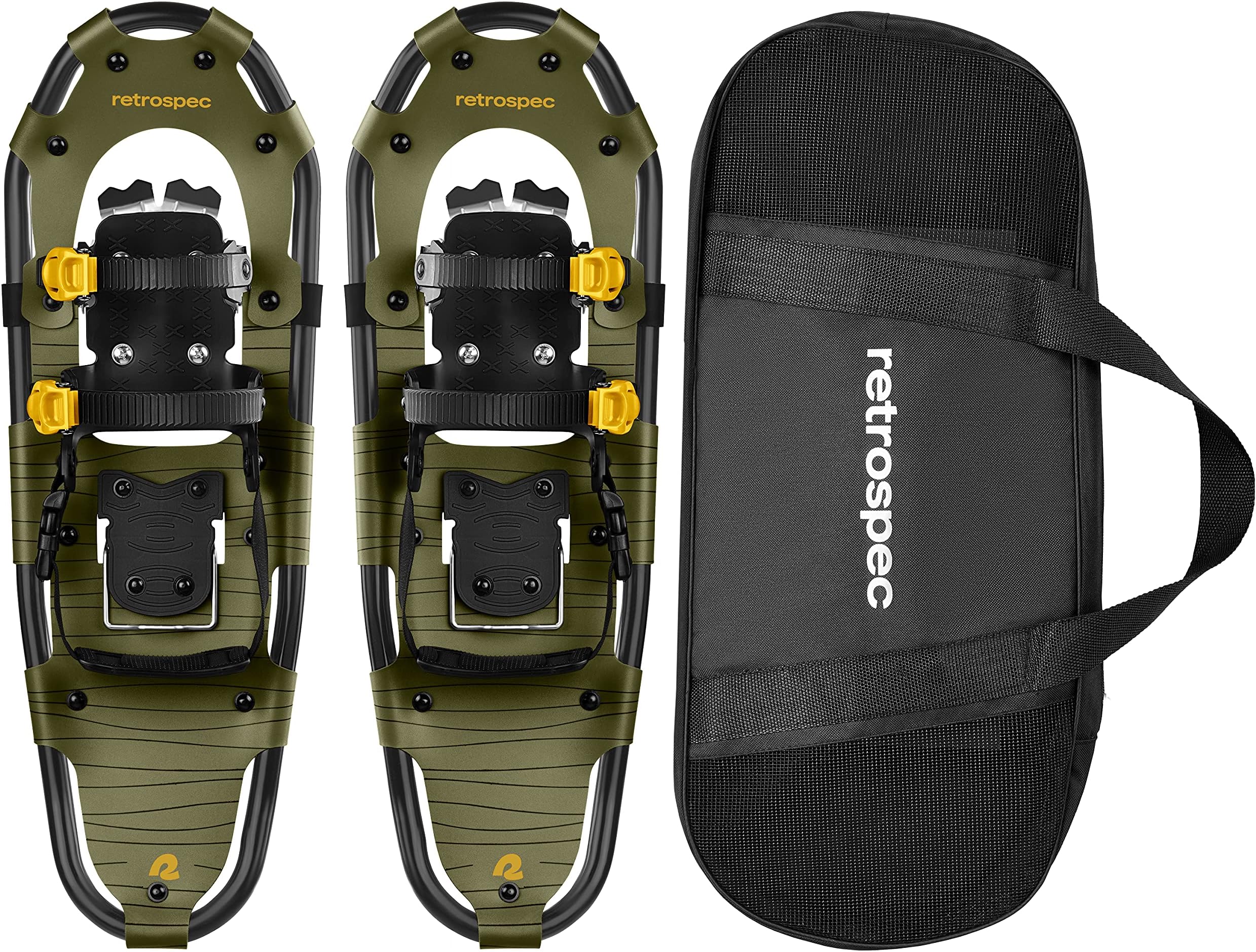 Retrospec Drifter Snowshoes for Women & Men - Lightweight Aluminum Frame Snow Shoes with Double Ratchet Binding System, Heel Lifts & Carry Bag for All Terrain Hiking & Winter Sports