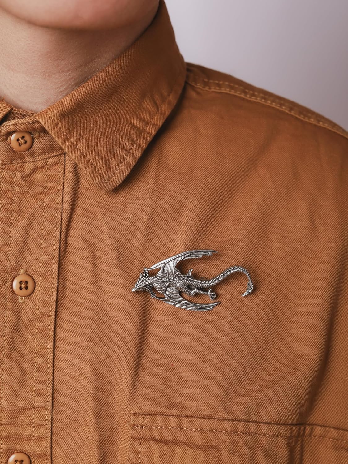 HAQUIL Vintage Gothic Antique Medieval Dragon Pin Brooch, Dragon Jewelry Accessory Gift for Men - Image 5