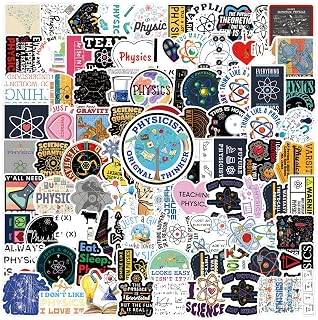 123Pcs Physics Stickers Pack, Science Aesthetic Vinyl Waterproof Sticker Decals for Water Bottle,Laptop,Phone,Skateboard,Scrapbooking,Bumper Decor for Kids Teens Adults Fans for Party Supply Decor