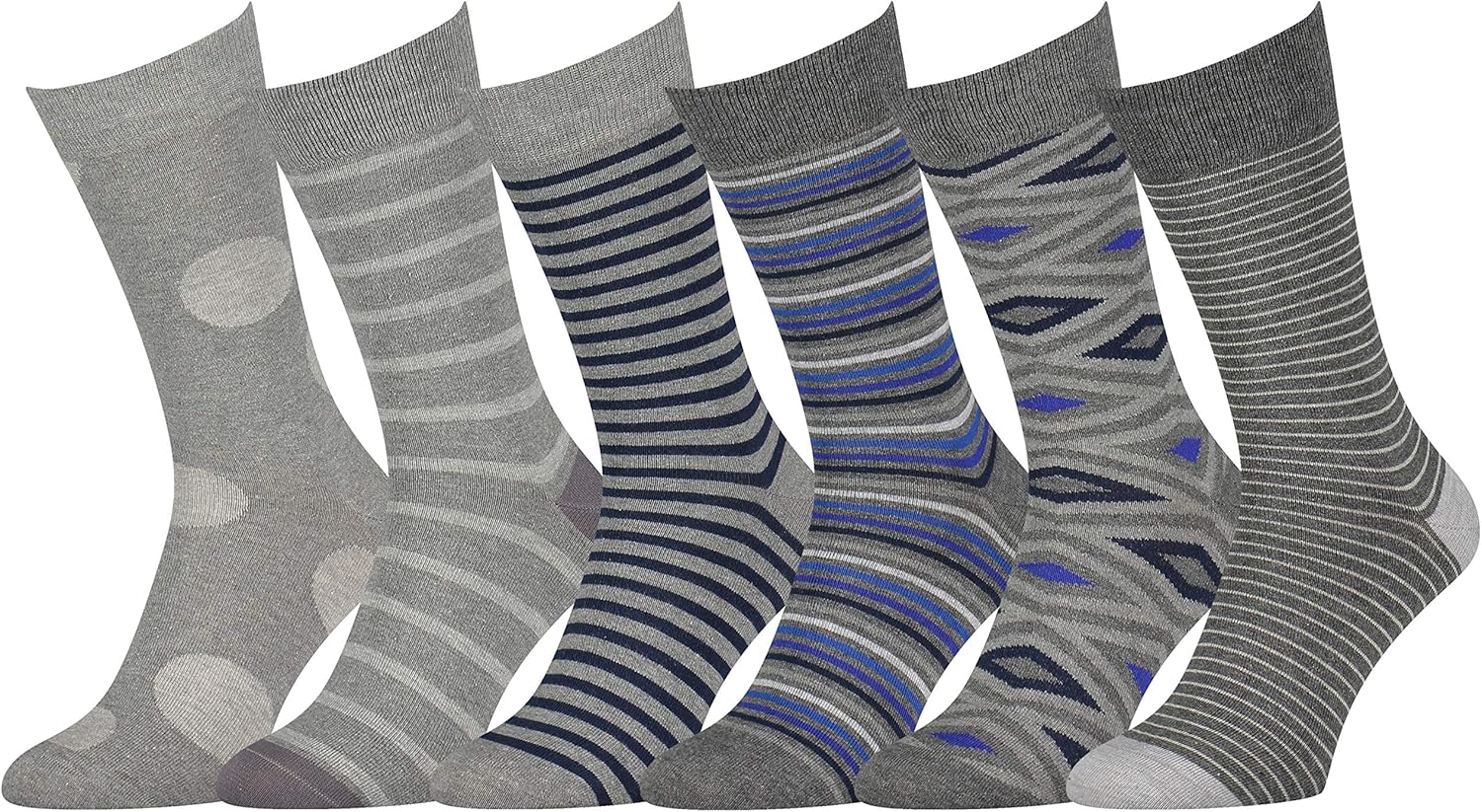Easton Marlowe Mens Dress Socks - Fun Colorful Socks for Men - Cotton Patterned Fashion Mens Socks 6 Pack