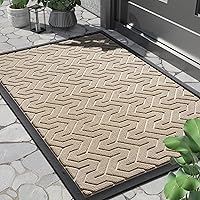 Vista 16 de Yimobra Tapete grande para puerta exterior, 36 x 24 pulgadas, impermeable, resistente, para puerta delantera, tapete de entrada de goma
