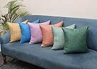 Vista 6 de Juego de 2 almohadas decorativas para sofá cama, almohadas decorativas de sala de estar, almohadas rústicas, fundas de almohada sólidas de seda