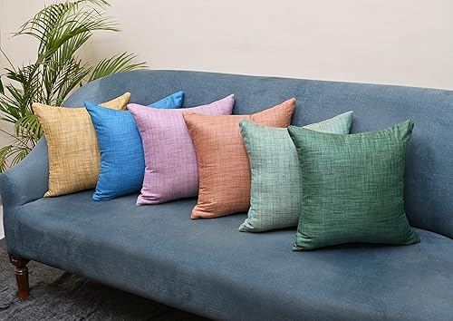 Miniatura 6 de Juego de 2 almohadas decorativas para sofá cama, almohadas decorativas de sala de estar, almohadas rústicas, fundas de almohada sólidas de seda (24