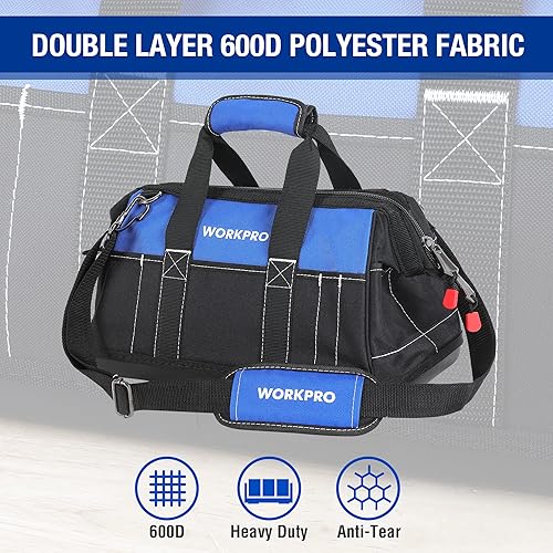 Miniatura 4 de WORKPRO bolso de herramientas boca ancha 16 pulgadas con base impermeable