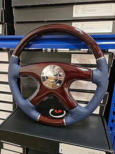 Raptor Volante de madera oscura y cuero azul marino de 15"