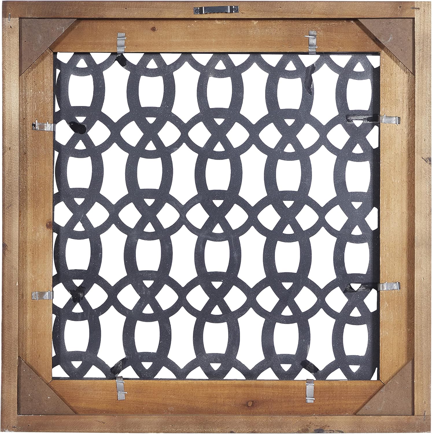 Rustic Farmhouse Iron & Wood Geometric Wall Decor Set, 19" Square