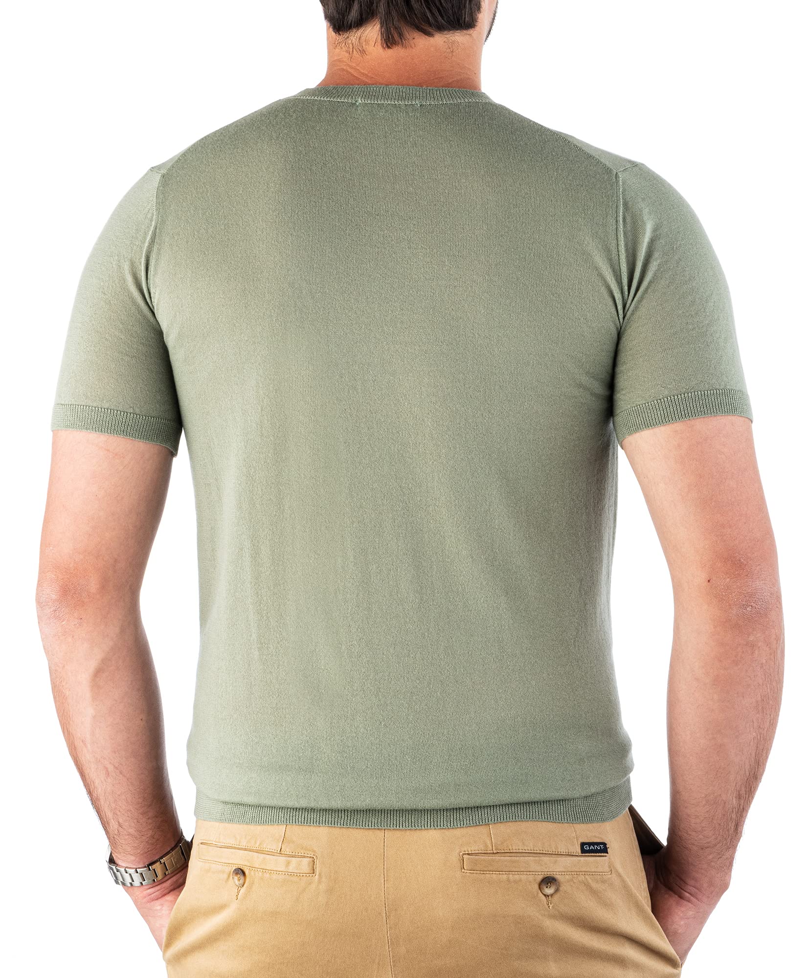 Camiseta para Hombre 100% Cachemira Ultra Ligera Suave Cuello Redondo de Manga Corta Artesanía Italiana