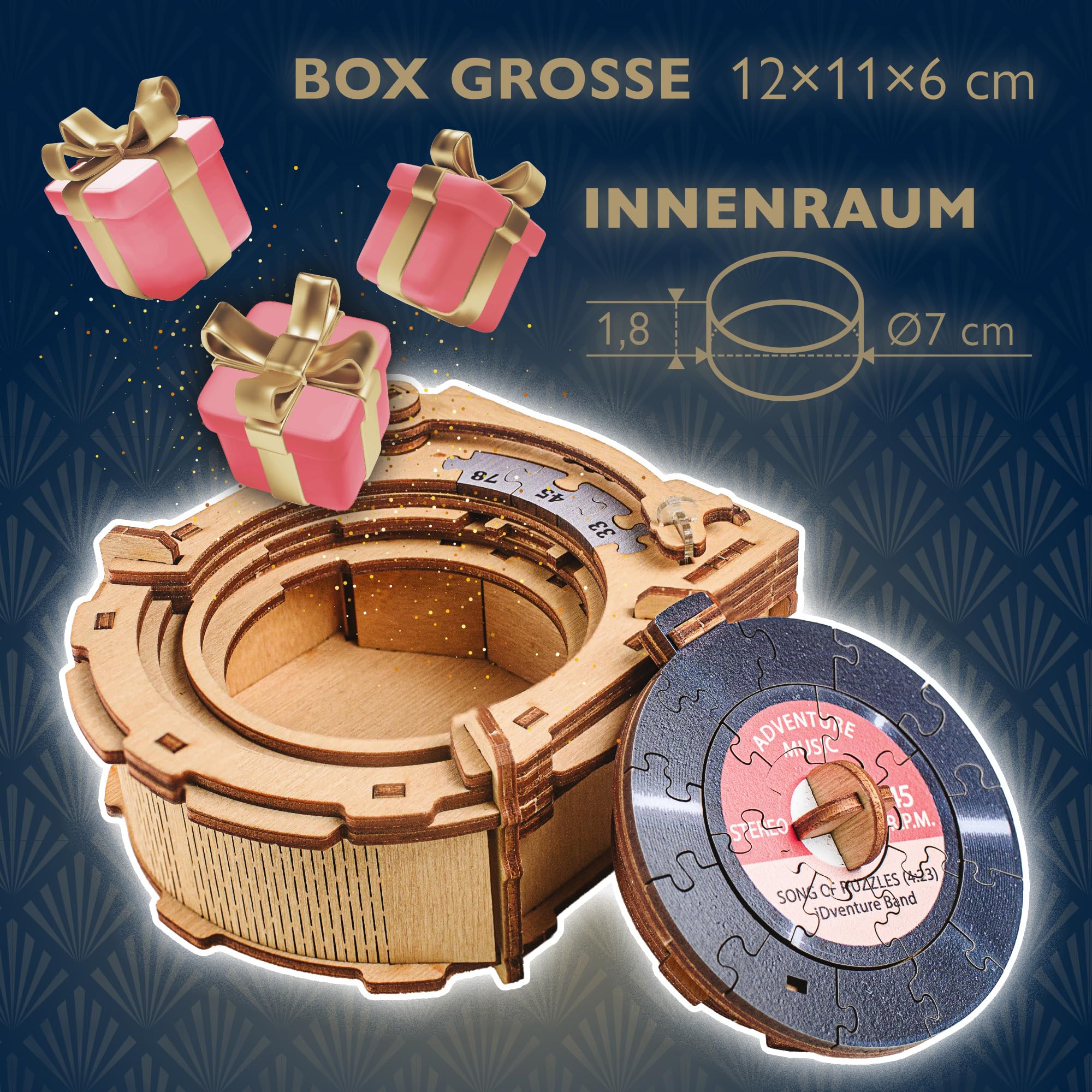 iDventure Record Player, Geldgeschenk Rätselbox für Erwachsene