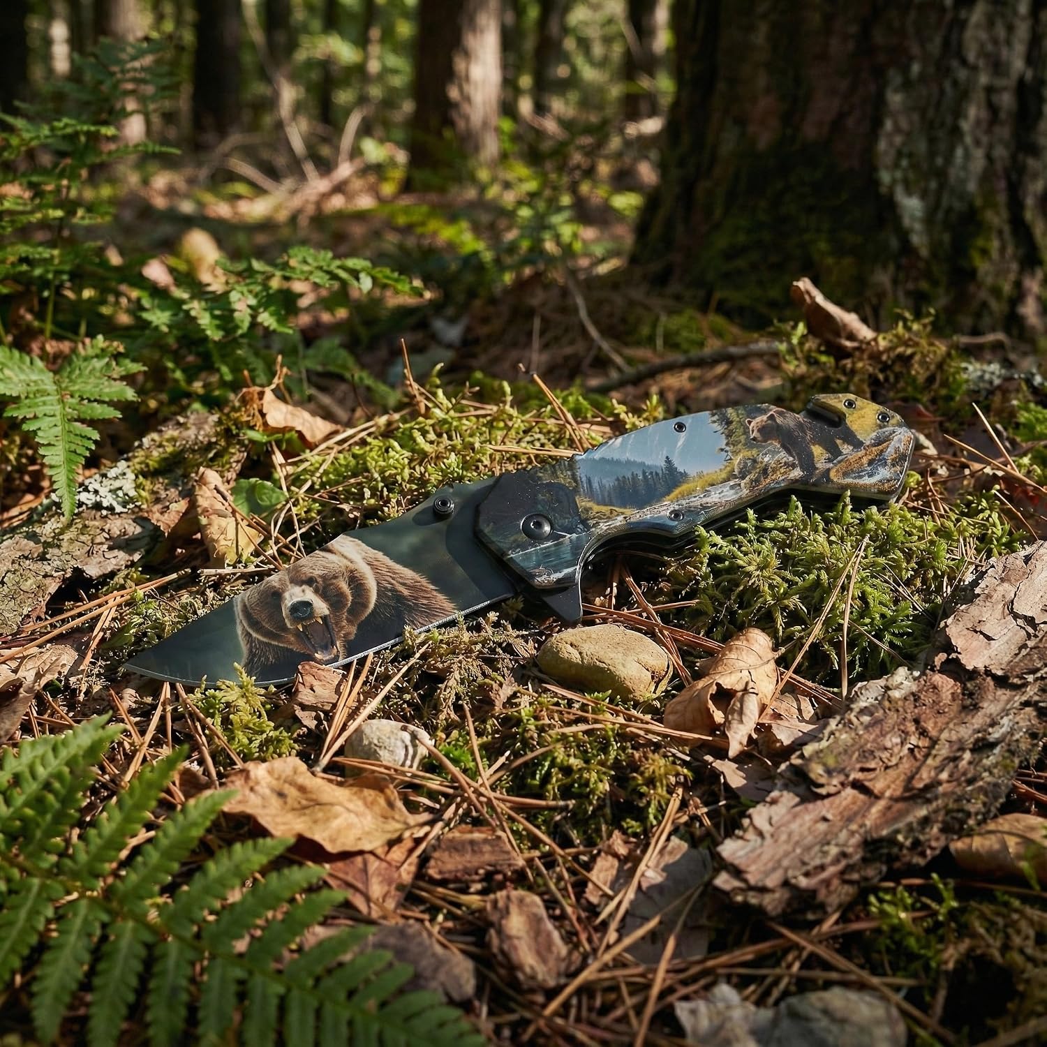 Outdoorsmen Pocket Knife - Outdoor Knives, Wildlife Pocket Knife, Digital Printing On Blade - Hunting Accessories For Men - Cool Folding Knife With Pocket Clip - 420 Stainless Steel Blade - Unique Designs for Outdoorsmen & Collectors