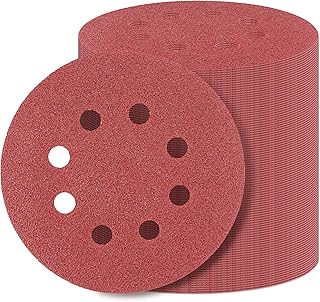 100 PCS 5 Inch Sanding Disc 80 Grit, 8 Hole Sandpaper Hook and Loop Sanding Pads Round Orbital Sandpaper for Random Orbital Sander