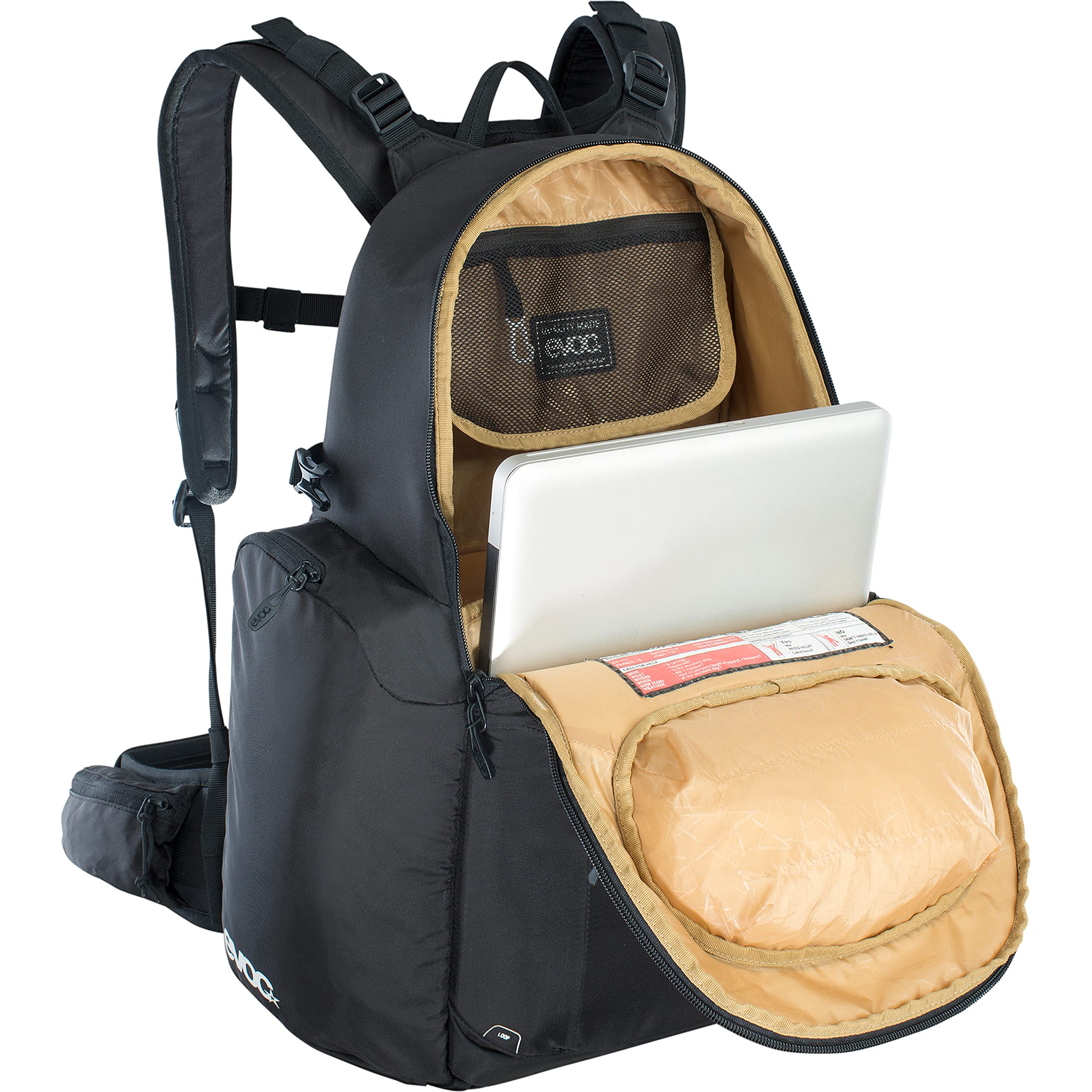 EVOC CP 18l Outdoor Camera Backpack per attrezzatura fotografica professionale (sistema di trasporto ergonomico, sistema di cinghie per piccozze, sci, snowboard o treppiede), Nero