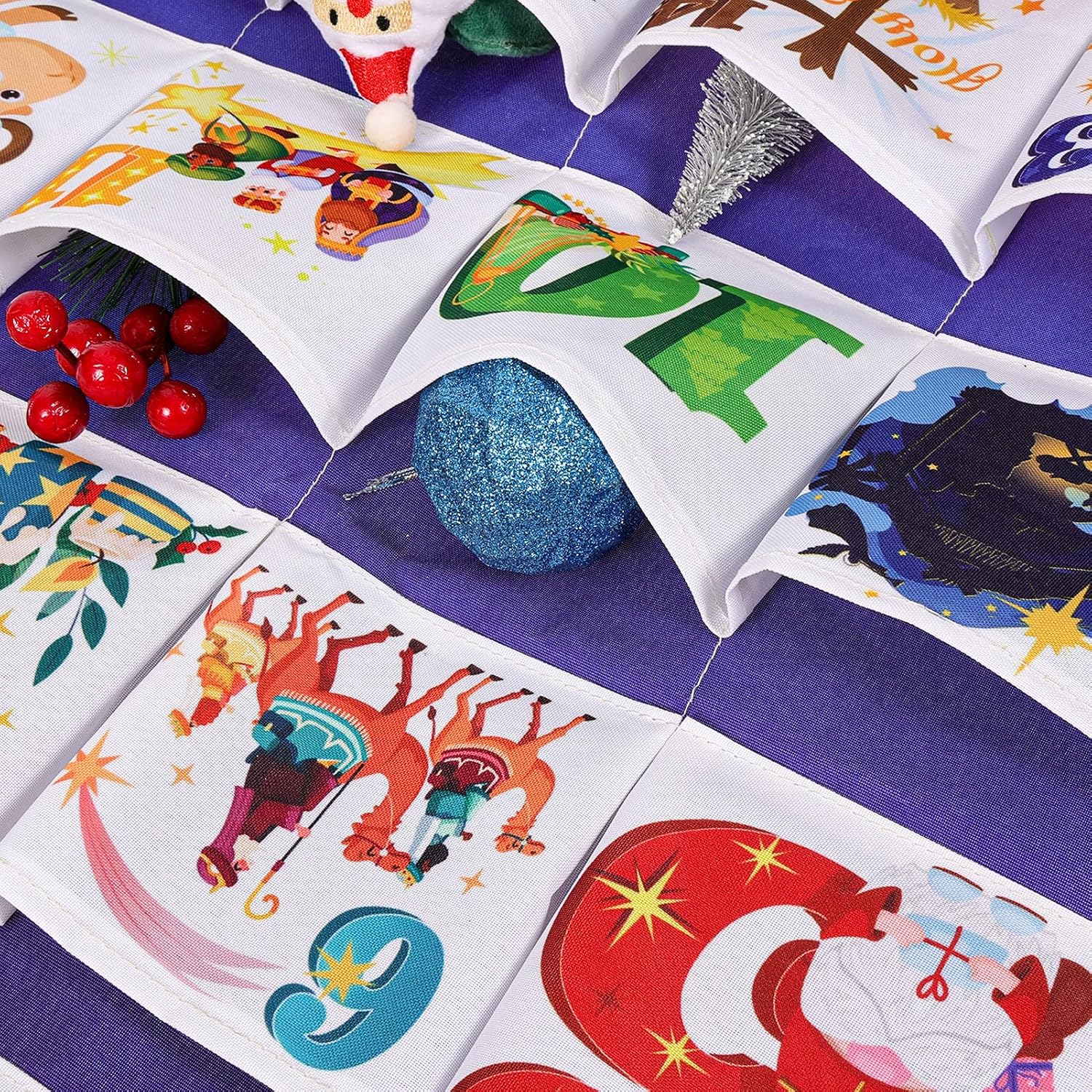 HOWAF Nativity Advent Calendar, Fabric Christmas Advent Calendar (Countdown to Christmas), 24 Days Mystery Christmas Countdown Calendar with 24 Pockets, Religious Advent Calendar for Xmas Holiday Home Wall Decoration