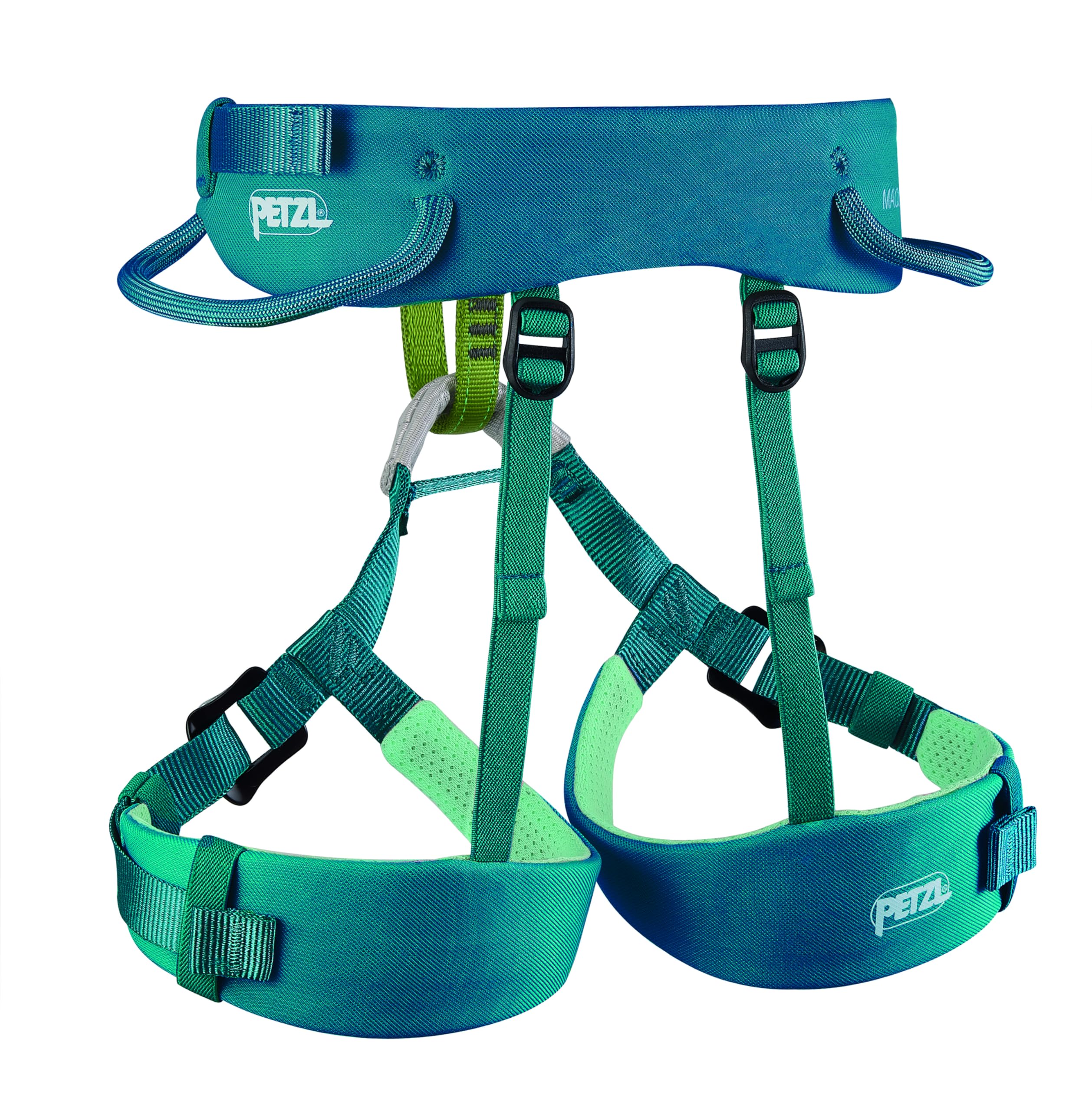 PETZL Macchu Atlantic Blue regulowany sportowy pasek do wspinaczki dla dzieci