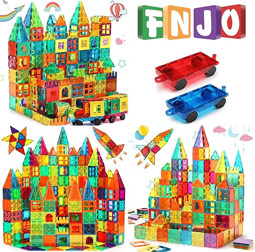 FNJO Azulejos magnéticos 110 piezas + 100 piezas + 64 piezas + 2 coches