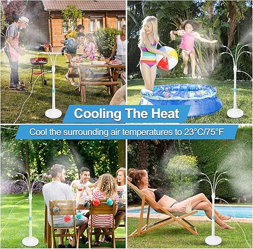 Miniatura 2 de Misters for Outside Patio, Standing Misting Cooling System, Portable Outdoor Water Mist Hose Kit, Adjustable 45.7in Height & 5 Spray Nozzles for