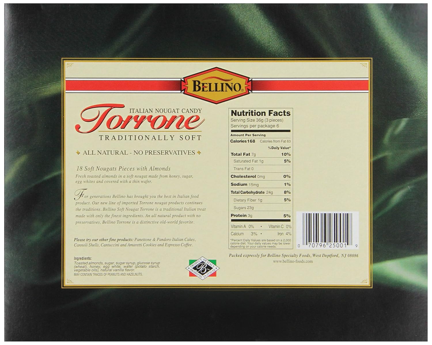 Bellino Torrone Candy, 18 Count (Pack of 12)