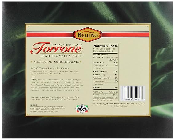 Bellino Torrone Candy, 18 Count (Pack of 12)